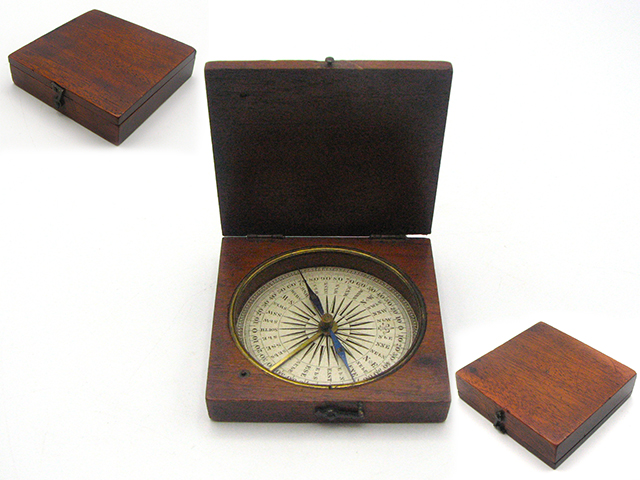 Victorian Francis Barker Pocket Compass in mahogany case